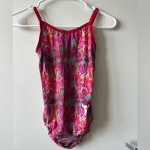 Salute Leotard: Holiday Swirl Thin Strap Leotard